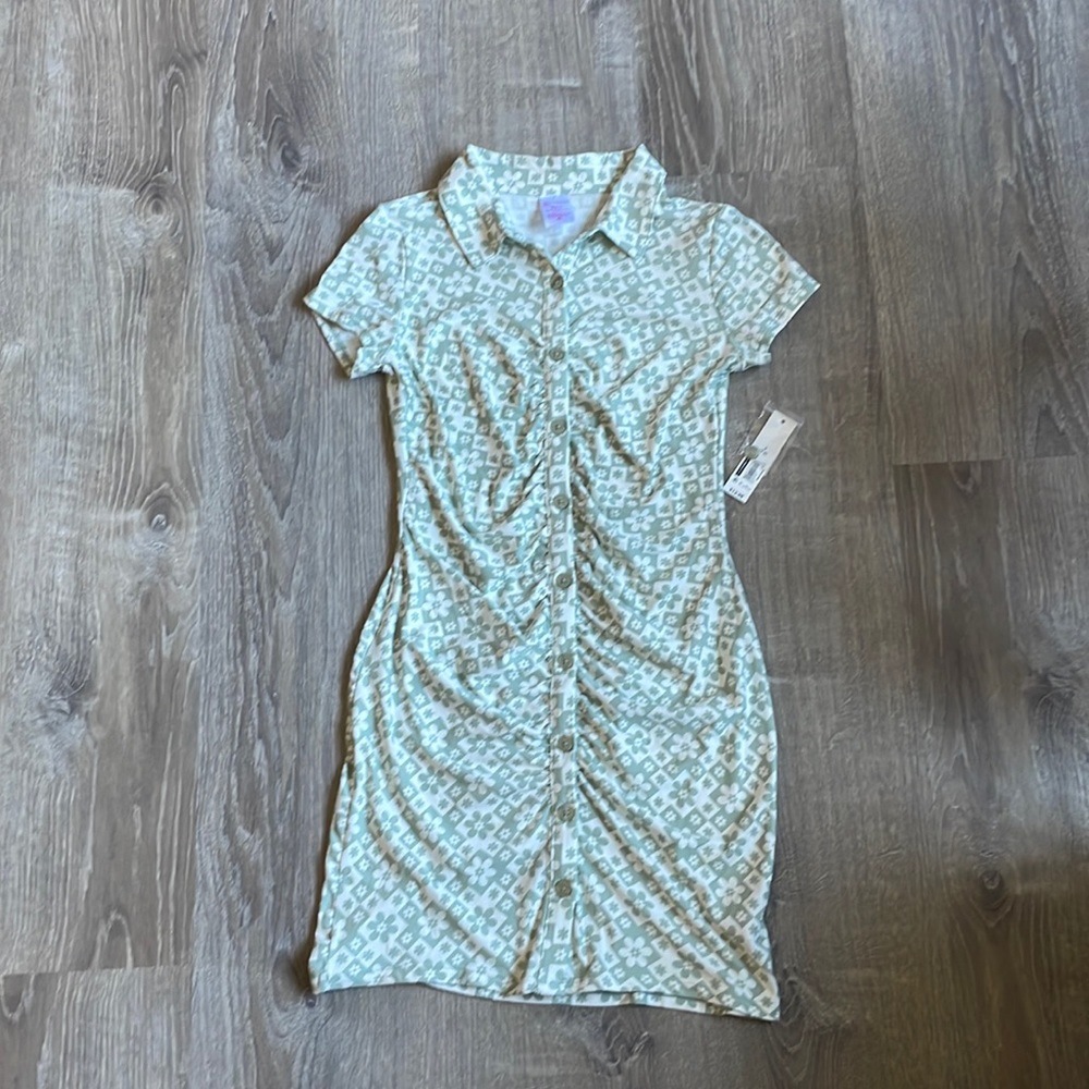 Flower patterned button down dress